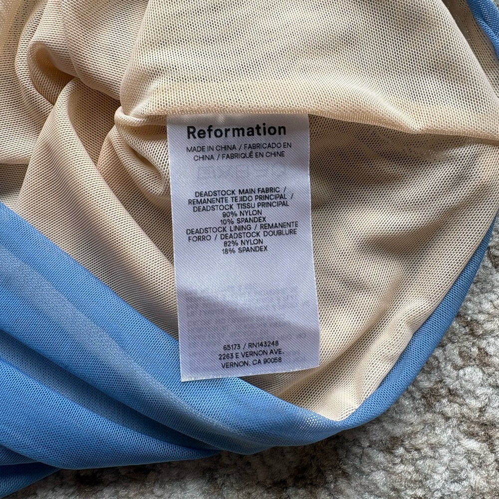 Reformation Blue Strapless Ruched Crop Top - Picture 8 of 8